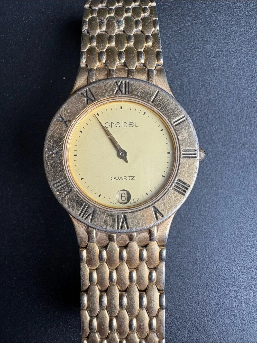 Speidel Gold-Tone Bracelet Quartz Watch with Roman Numerals
